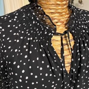 Loft Black and White Polka Dot Sheer Blouse